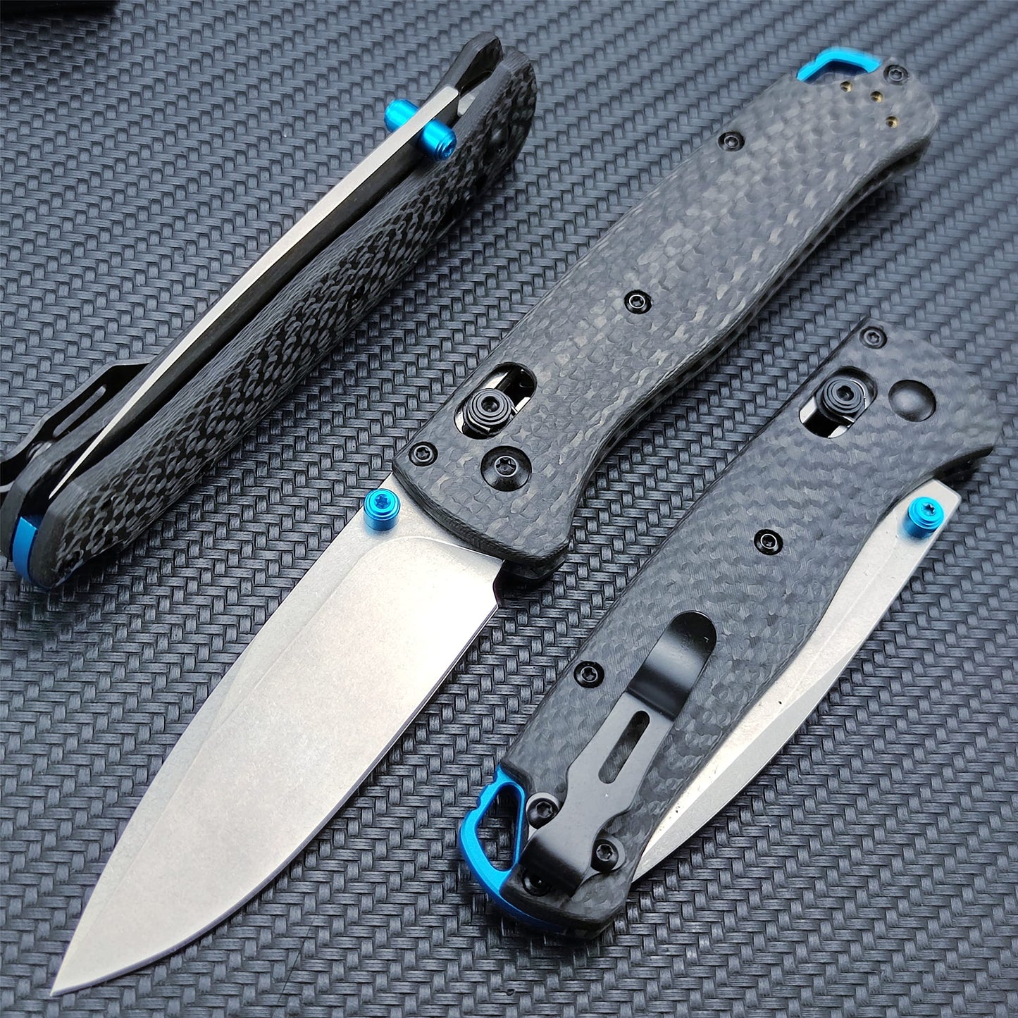 Axis Lock Knife EDC Folding Pocket Knives For MenDrop Point 440c Blade Everyday Carry Thumb Studs Manual Open Blue Fiberglass Reinforced Nylon Handle With Pocket Clip Everyday Carry