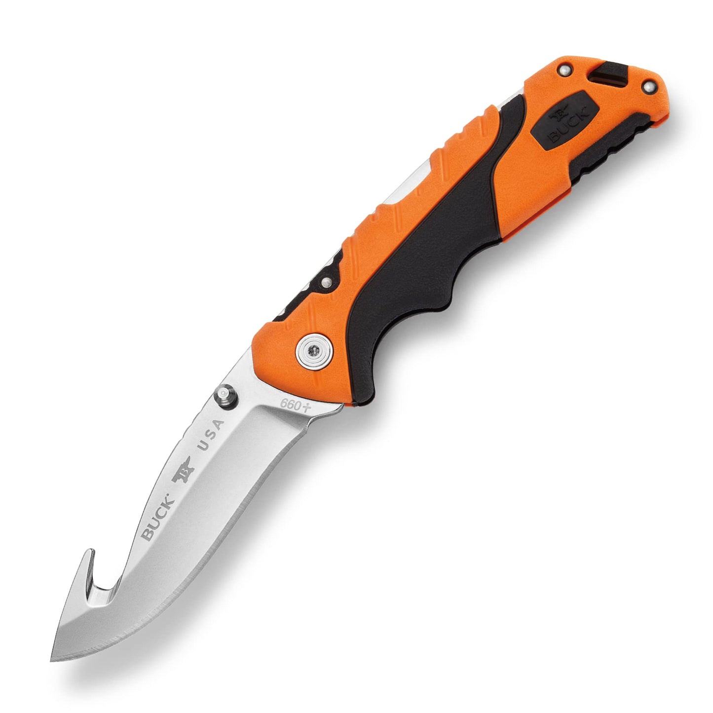 Buck Knives 660 Pursuit Pro Folding Hunting Knife with Guthook 3-5/8" S35VN Stainless Steel Blade Polyester Sheath Included