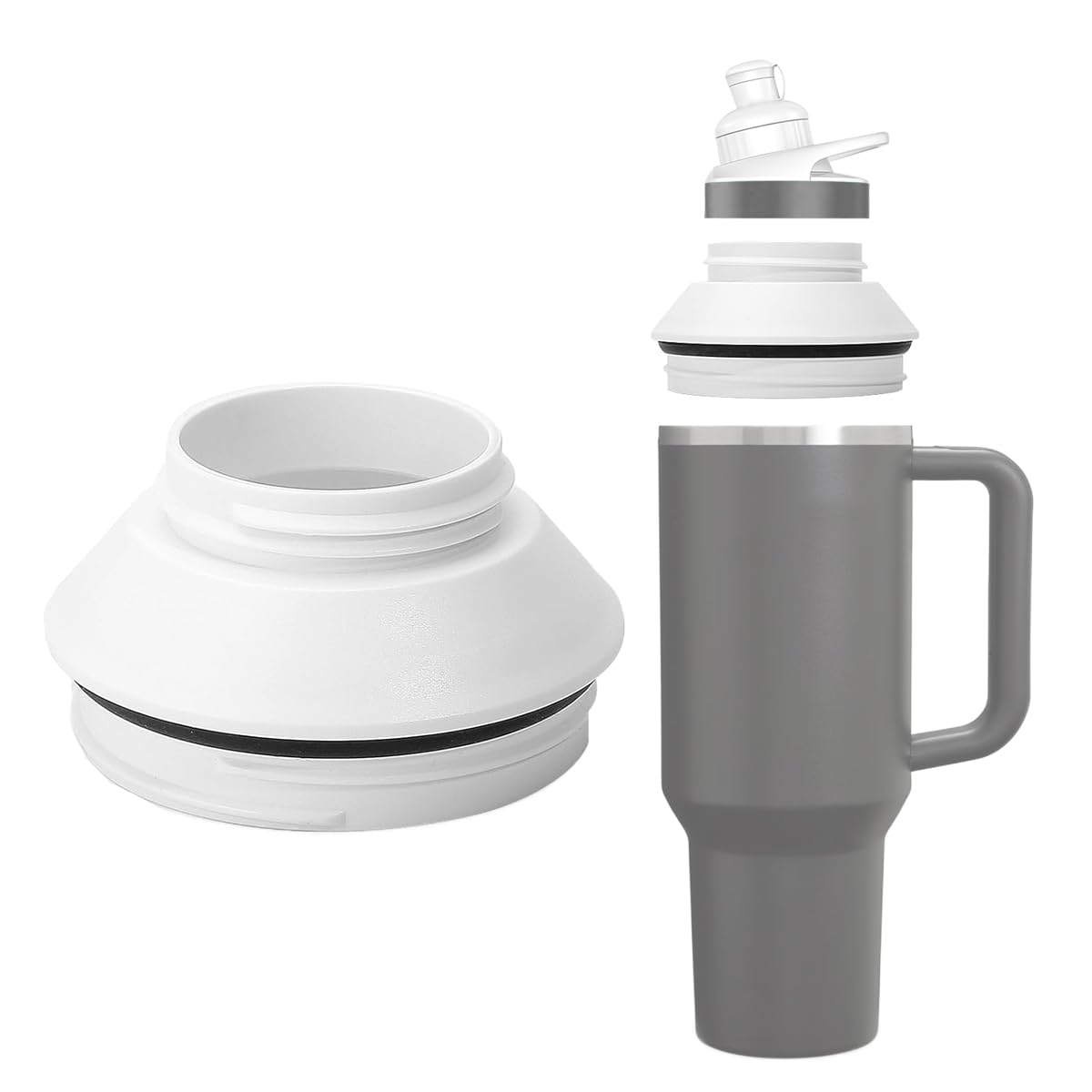 2Pcs Tumbler Adapter for Stanley to Cirkul Food Grade Silicone Adapter Only Fits 40oz Stanley Tumblers Leakproof Adapter Lid for Stanley BPA Free Plastic Cirkul Sports Water Bottle Accessories
