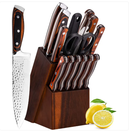 Set Of 15 Hammered And Forged Chef's Knives For Domestic Use