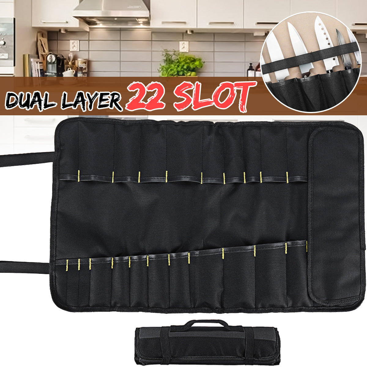 Chef Knife Bag Roll with Large Capacity for 22 Knives