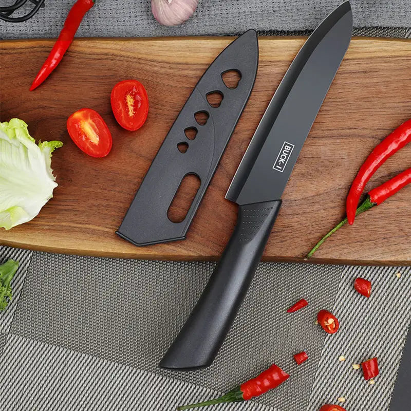 Set of 2 Stainless Steel Kitchen Knives with Black Blades