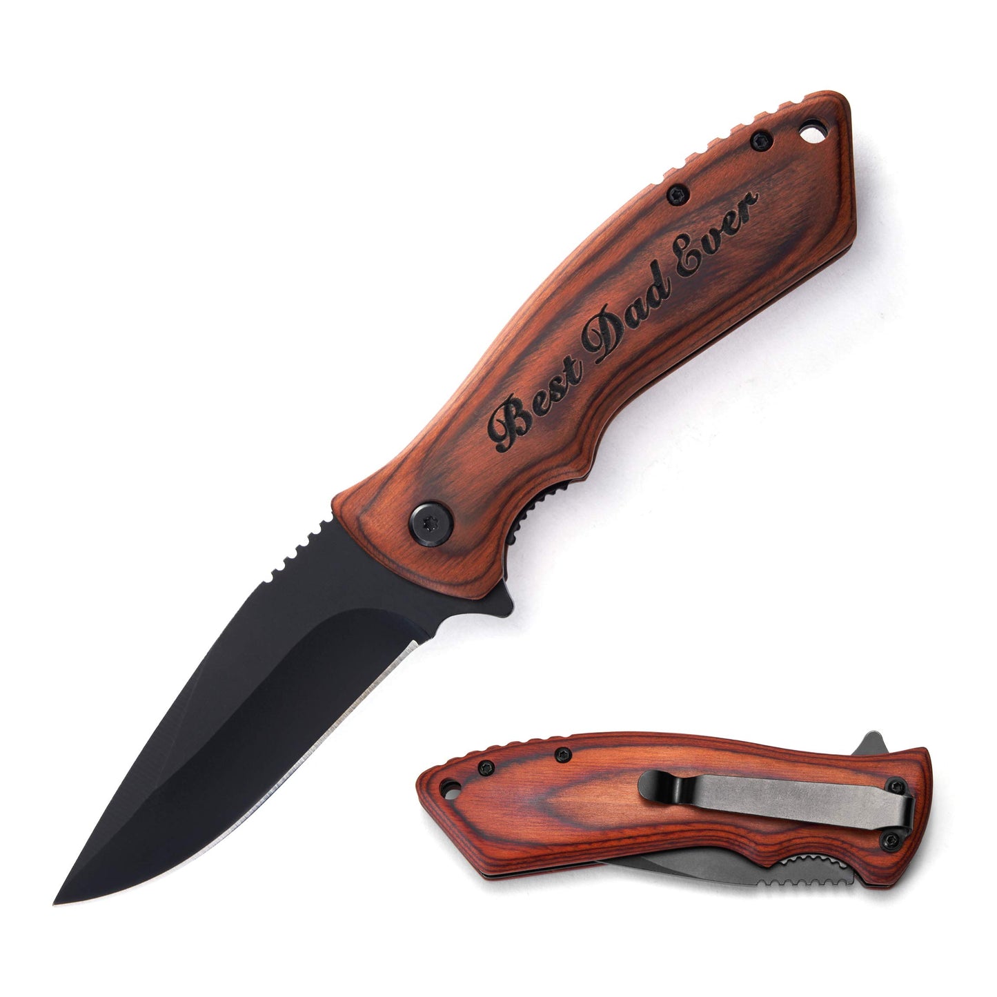 KetDirect Personalized Engraved Pocket Folding Knife for Dad from Son Daughter - for Fathers Day Birthday Christmas Thanksgiving - Men Unique Camping Fishing Hunting Knives for Him