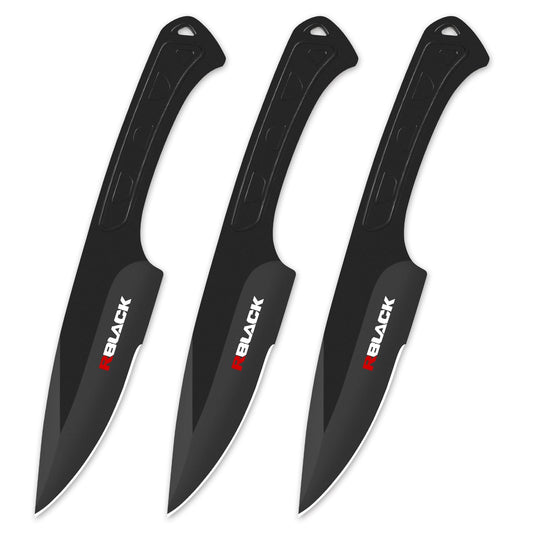 RBLACK 3 Pieces Professional Throwing Knives Set Kunai Well Balanced Stainless Steel Throwing Knife with Nylon Sheath for Competition and Recreation