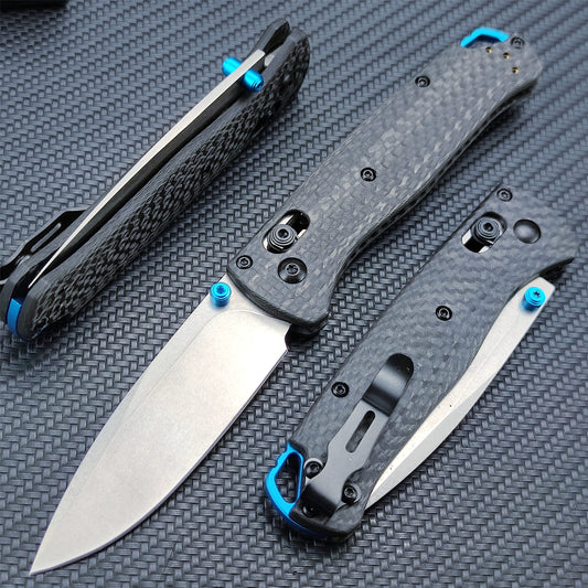 Axis Lock Knife EDC Folding Pocket Knives For MenDrop Point 440c Blade Everyday Carry Thumb Studs Manual Open Blue Fiberglass Reinforced Nylon Handle With Pocket Clip Everyday Carry