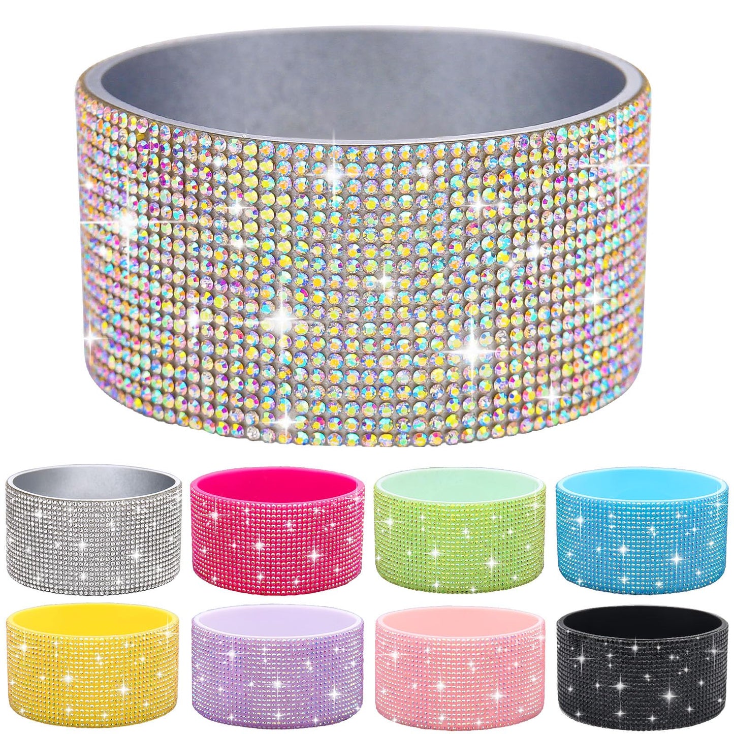 AUREHEN Protective Rhinestone Glitter Silicone Boot for Cup 20-40oz Bling Diamond Anti-Slip Sleeve Cover for Bottle 12-24oz and More Tumblers/Bottles with 2.8-2.9 inch Bottom