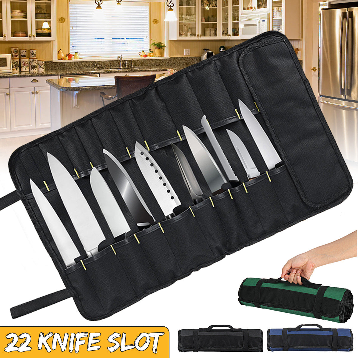 Chef Knife Bag Roll with Large Capacity for 22 Knives