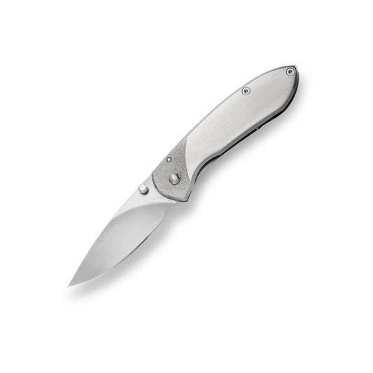 Buck Knives 0327SSS Nobleman Frame Lock Folding Knife with Thumb Stud and Pocket Clip 2-5/8" 420HC Blade Stainless Steel Finish