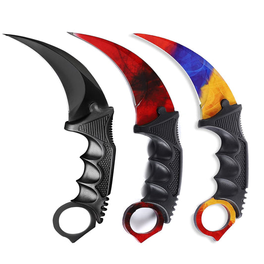 Milaloko 3 Pieces Karambit Knife Fixed Blade Knives Camping ToolOutdoor Hunting Knife with Sheath and Cord Suitable for Hiking Adventure Survival and Collection (Black Red Yellow)